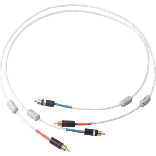 Copper silver plated audio rca cable rca gold plated plug for amplifier CD player 4 magnetic ring noise cancellation