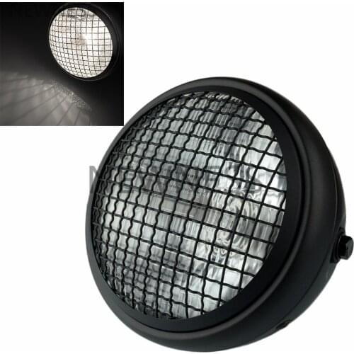 Motorcycle Retro Headlight 60/55W Headlamp Mesh Grill Cover Head Lights front Lamp for Harley Cafe Racer Triumph Bikes Light