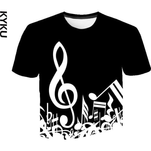 KYKU Music Notes Funny Printed T Shirt Men/Women Summer Short Sleeve T-shirts Man Casual Tops T Shirt Brand Tee Shirt
