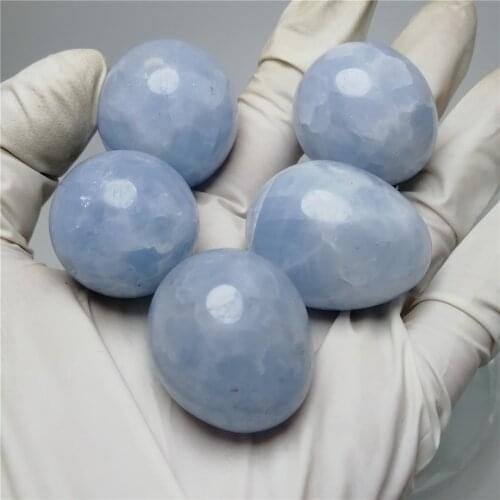 Natural kyanite stone blue calcite egg crystal egg for decoration reiki crystal egg stone meditation 1 pc