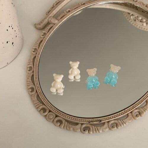 Prevent Allergy Korean Fun Summer Candy Color Three-Dimensional Bear Earrings Keli Girl Cute Decorative Earring Stud