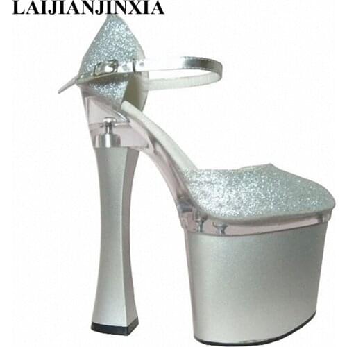 New Autumn Sexy Women Pumps 18cm Square High Heels Night Club Platform Shoes Dancing Pumps Pole Dance Shoes