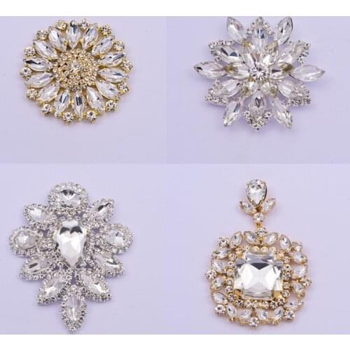 New Arrivals! Round Flower стразы Glass Sew On Rhinestone Appliques With Flatback Glitter Sew On Rhinetones Wedding Dress B3971