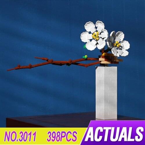 New MOC Flower Building Blocks Bricks Winter Plum Blossom Model Sets 398PCS Educational Toys Girl Gifts