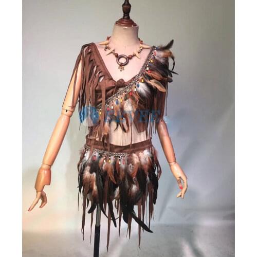 New feathers Tribal style Female Singer Dance Costume Stage Outfit Ds Costume Nightclub Bar Dj Sexy stage Show Clothing