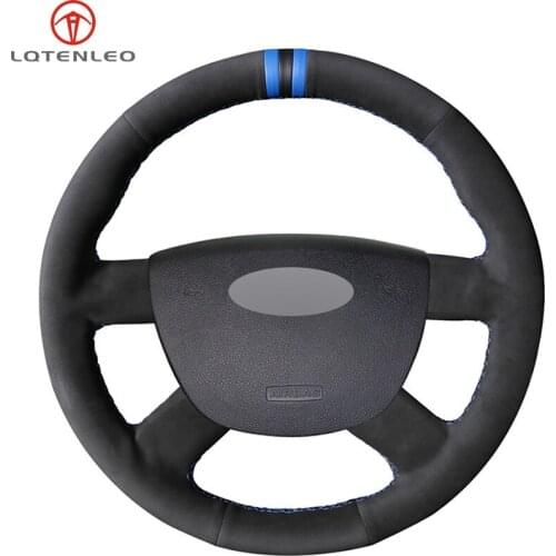 LQTENLEO Black Suede Steering Wheel Cover For Ford Kuga 2008-2011 Focus 2 2005-2011 Focus 3 2012-2014 C-MAX 2007-2010 Transit