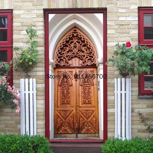 PVC Self Adhesive Wallpaper DIY Waterproof Mural Decals 3D Retro Islam Creativity Door StickersFor Livingroom Bedroom