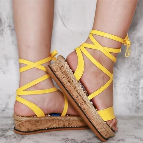 Summer Sandals Cross Tied Shoes Sexy Snakeskin Party Female Footwear Platform Thick High Heels Open Toe Women Shoes New