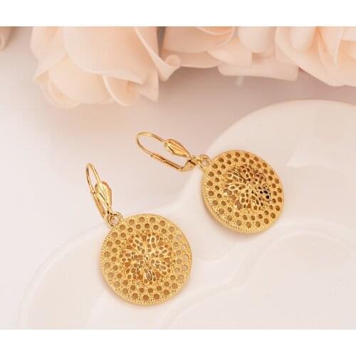 Flower drop earring Ethiopian/Nigeria/Kenya /Ghana Gold beads DubaiArab african Arab Middle Eastern wedding Jewelry Mom Gifts