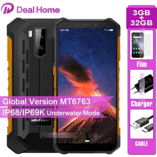 Ulefone Armor X5 IP68 Rugged Smartphone Android 5.5 inch 9.0 3GB 32GB 5000mAh Cell Phone 4G Dual SIM NFC Mobile Phone Android