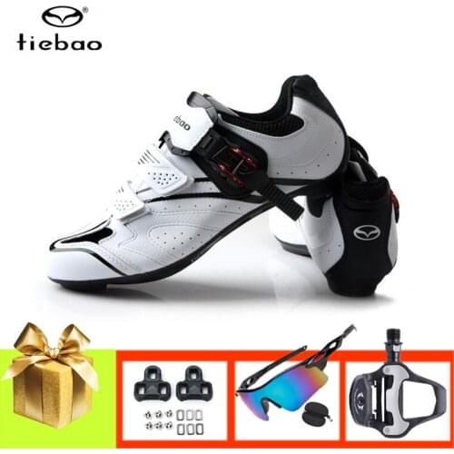 TIEBAO Road Bike Shoes Add Pedals Sunglasses Self-locking Breathable Ultra-light Cycling Sneakers Supertar Racing Bike Footwear