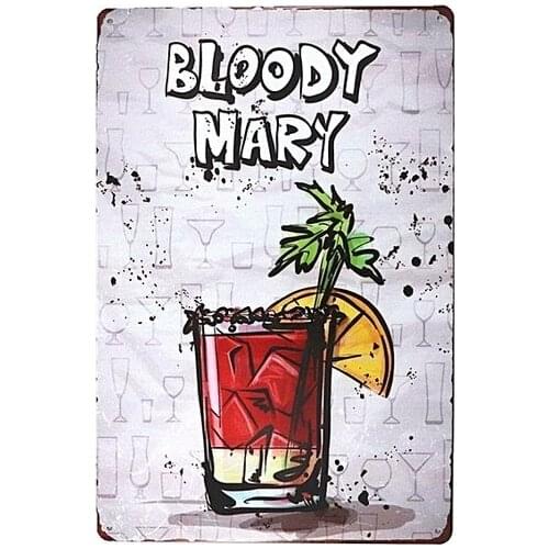 Generic Tin Sign Nostalgic Alcohol Retro Bloody Mary Wall Decor Retro Cocktail Poster Bar Pub Tavern Wall Decor