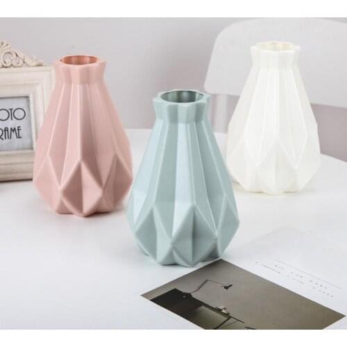 Flower Vase Imitation Ceramic Plastic Shatter-proof Flower Pot Vase Flower Basket Nordic Modern Study Room Hallway Wedding Decor