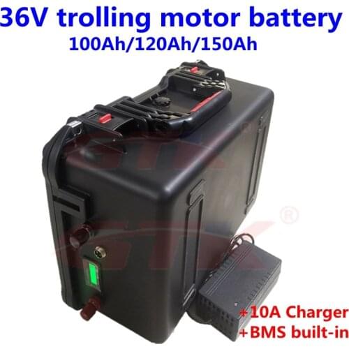 36V lifepo4 100Ah 120Ah 150Ah Waterproof Case 100A BMS FOR solar RV photovoltaic boat trolling motor 36v + 10A charger