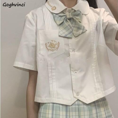 Shirts Women Jk Sweet College Pockets Crop Top Galaxy-print Summer BF All-match Camisa Mujer Lovely Female Fashion Tender Design