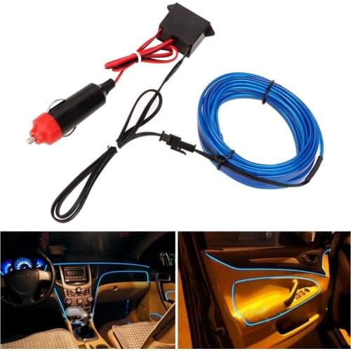 1M/2M/3M Car LED Cold light 12V Interior Decor Light Strip Flexible Neon EL Wire Automobile Decorative Lighting LED Strip