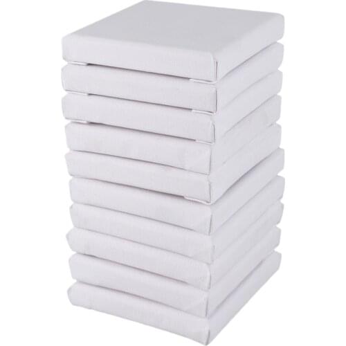 10Pcs/Set White Blank Art Boards Mini Stretched Artist Canvas Art Board Acrylic Oil Paint Wood+Cotton for Artwork Painting