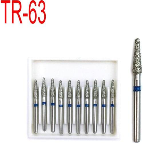 10 pcs/set High Speed Diamond Burs Diamond Polishing Grinding Drill Dentist Tools Dental Lab Matreial TR-63