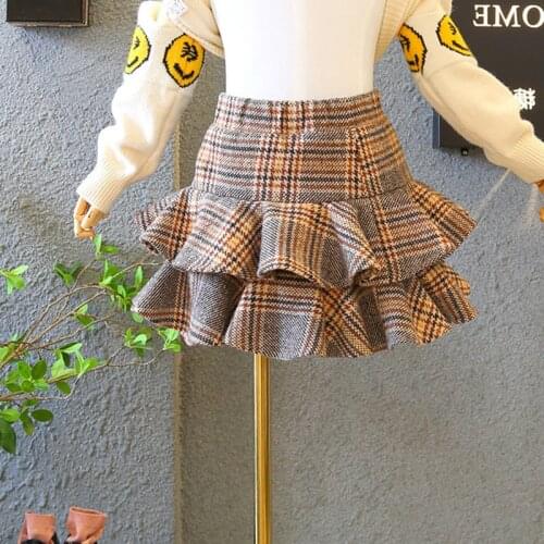 2018 Winter Kids Pleated Skirt Classic Fashion Baby Girls Plaid Skirts Double-deck Toddler Girl Winter Clothes 2-7 Years