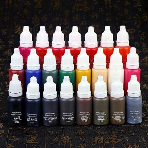 23Pcs Eyebrow&Eyeliner&Lip Permanent Makeup Tattoo Pigment Ink Brand MICROBLADING Pigment 15ml Tattoo Supply