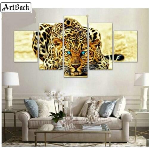 5 spell diamond painting leopard horse peacock full square drill diamond mosaic 3d diamond embroidery sticker animal