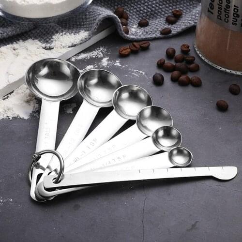 7PCS Stainless Steel Measuring Spoon Set Stackable Measuring Scoop Measure Ruler Coffee Powder Measure Scale Scoop