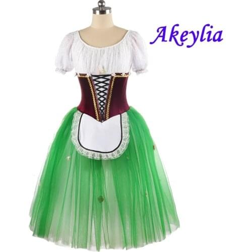 Maid Ballet costume Red green Dress Giselle for girl Romantic Ballet Tutu adult long YAGP Professional ballet child JNBL110