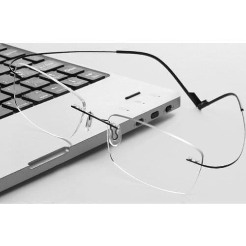 Rimless Titanium Alloy Prescription Glasses Men Square Frameless Optical Frame Myopia Eyewear Women Prescription Eyeglasses