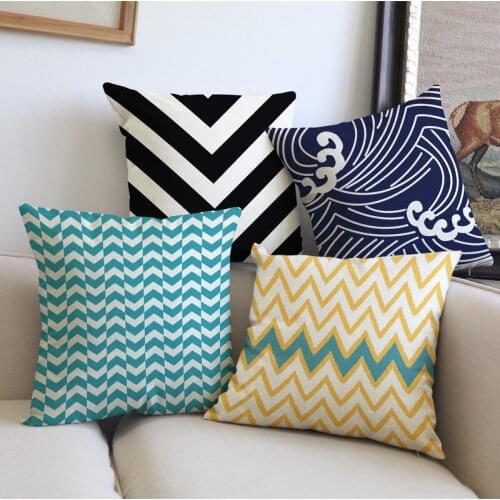 Creative Geometry Colourful Wave Stripe Pattern Throw Pillow Case Home Office Chair Sofa Decorative Cushion Cover 45x45cm