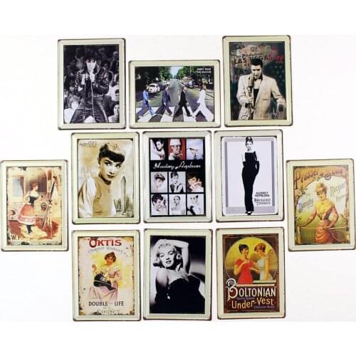 WholeSale 30pcs/lot 30*40cm bar restaurant decorative painting decorative wall stickers retro star tycoon Metal Tin Iron Signs