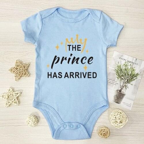 The Prince Has Arrived Newborn Baby Boy Bodysuits Cotton Short Sleeve Baby Boys Clothes Rompers Summer Outfits Baby Shower Gifts