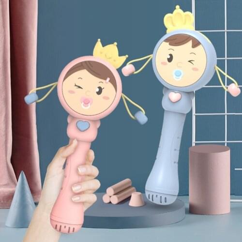 97BE Baby Music Teether Rattle Toy Early Education Bed Bell Music Light Rhythm Toys Drum Shaking Hand Bell Childrens Toy