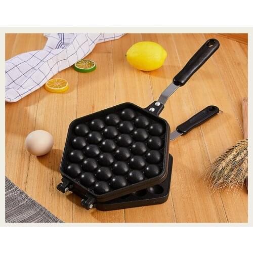 DMWD QQ Egg Bubble Cake Baking Pan Mold Eggettes Iron Aluminum Hongkong Waffle Maker Mould Non-stick Coating DIY Muffins Plate