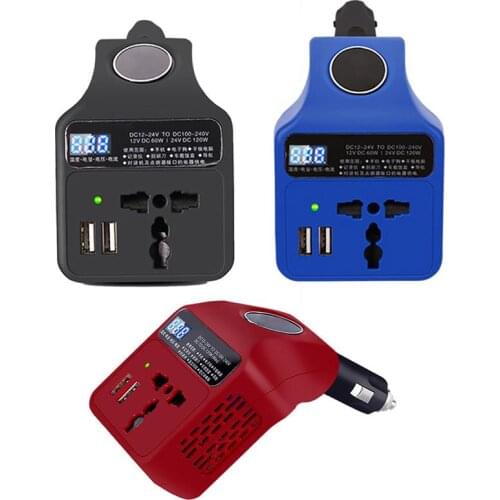 Dual USB 60W/120W DC 12V-24V to AC 110V-240V Portable Car Power Inverter Charger Converter Adapter