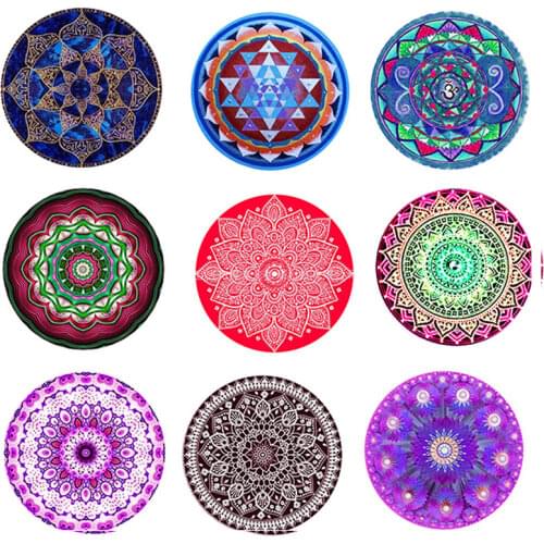 FLTMRH mix sacred mandala photo glass cabochon 8mm 10mm 12mm 14mm 16mm 18mm 20mm 25mm 30mm diy earrings pendant accessories