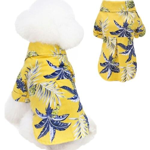 Hawaii Style Dog Tshirt Summer 2021 Pet Clothing Coconut Tree Print Short Sleeve Shirt Boy Girl Summer Vacations Dog Sweatshirt