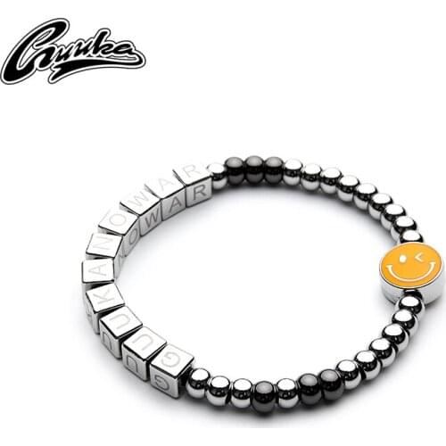 GUUKA tide brand square couple bracelet ins niche design new smiley face bracelet ins cool wind Joker