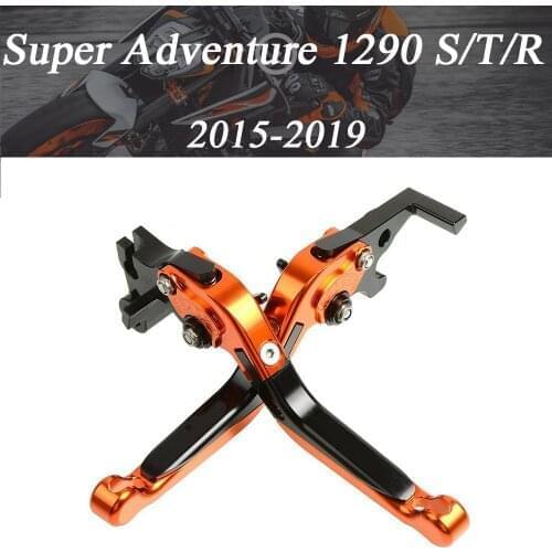 Motorcycle Accessories CNC Folding Extendable Brake Clutch Levers For KTM Super Adventure 1290 S/T/R 2015-2019 with logo