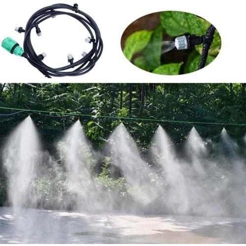 10m Nozzles Irrigation System Portable Misting Automatic Watering Garden Hose Spray Head With 4/7'' PE Hose And Connector