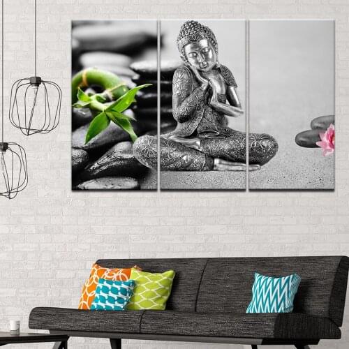 Canvas Painting Buddha statue zen orchid wall 3 Pieces Wall Art Painting Modular Wallpapers Poster Print living room Home Decor