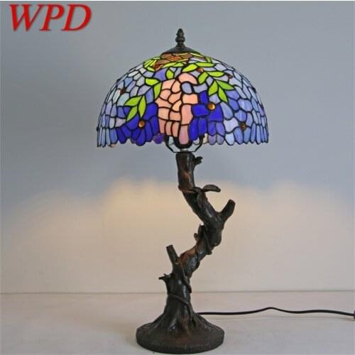 WPD Tiffany Table Lamp Modern Creative Decorative Pattern Figure LED Light For Home Bedroom
