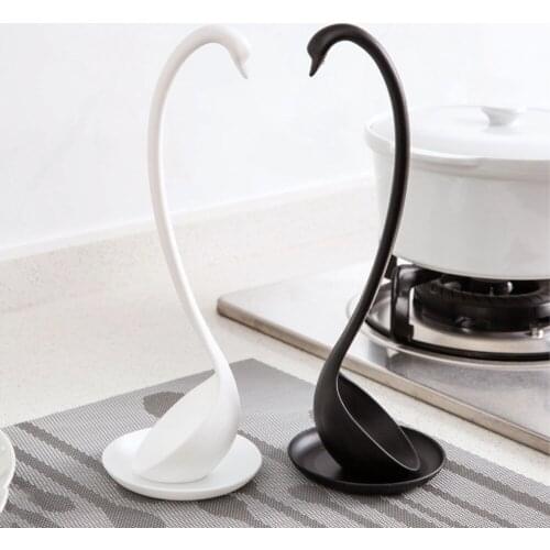 New Vertical Black/white Swan Spoon Creative Design Swan Spoon Spoon Spoon Practical Kitchen + Dish Cooking Tools Wholesale