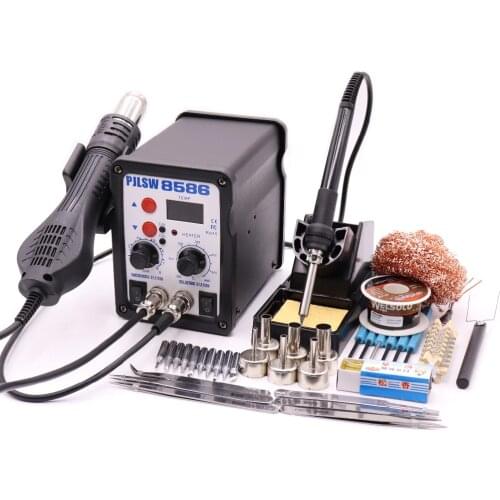 PJLSW 750W 2 in 1 SMD Equipment Rework Station Eruntop 8586 8586+ Hot Air Gun + Solder Iron + Heating Element