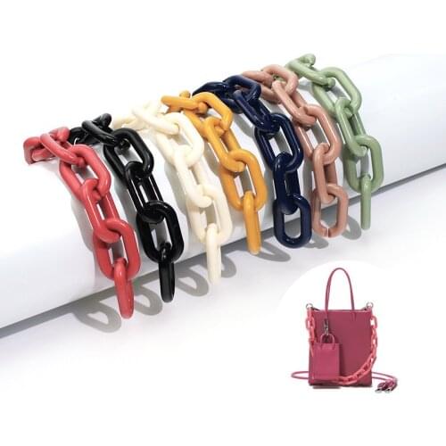 Personalized frosted Resin handles mini lipstick coin purse bag acrylic decoration thick chain accessories Obag Handles Straps