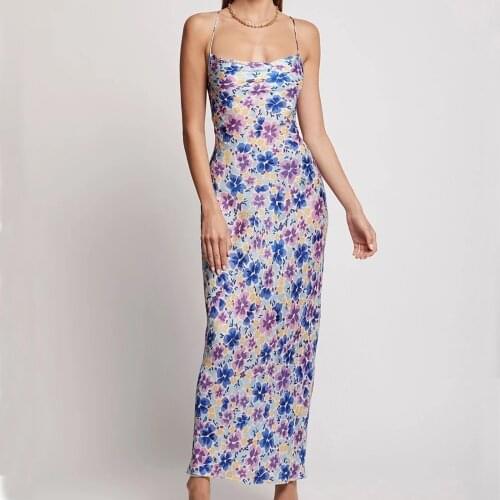 Forefair Sexy Maxi Satin Dress Summer Women Slit V Neck High Waist Off Shoulder Purple Slip Dress Party Club Wholesale 2021