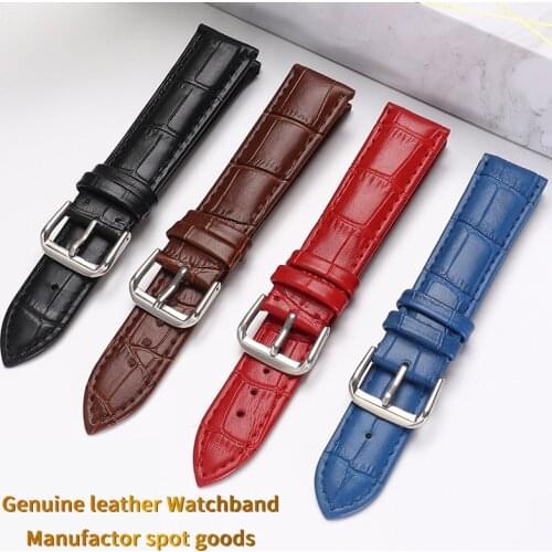 BJS Watchband 14 15 16 17 18 19 20 mm Soft Calf Genuine Leather Watch Strap Alligator Grain Watch Band for Tissot Seiko