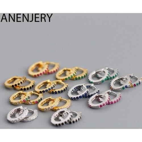 Evimi 925 Sterling Silver Micro-Inlaid Zircon Small Hoop Earrings For Men Women Children Simple Personality Ear Buckle