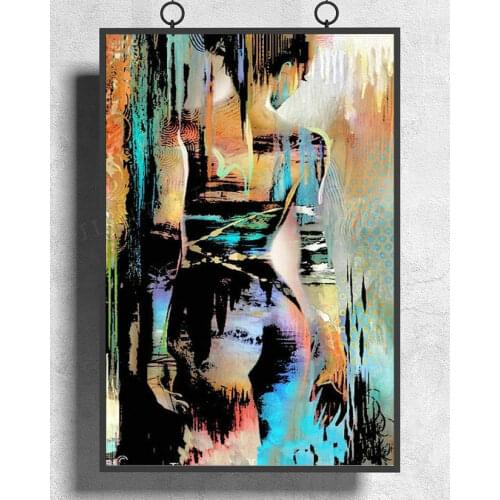 H464 Silk Poster Home Decoration Hand painted Canvas Modernism Abstract Nude Girls Back Wall Art Christmas Gift