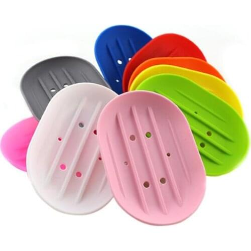 Silicone Soap Dishes Kitchen Bathroom Flexible Soap Dish Soap Box candy colors Boutique Bathroom Supplies#2386114