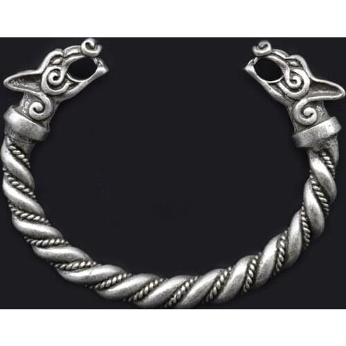 1pc Handmade Large Viking Ferir Wolves Bangles Men Fashion Twist Bracelets B-03